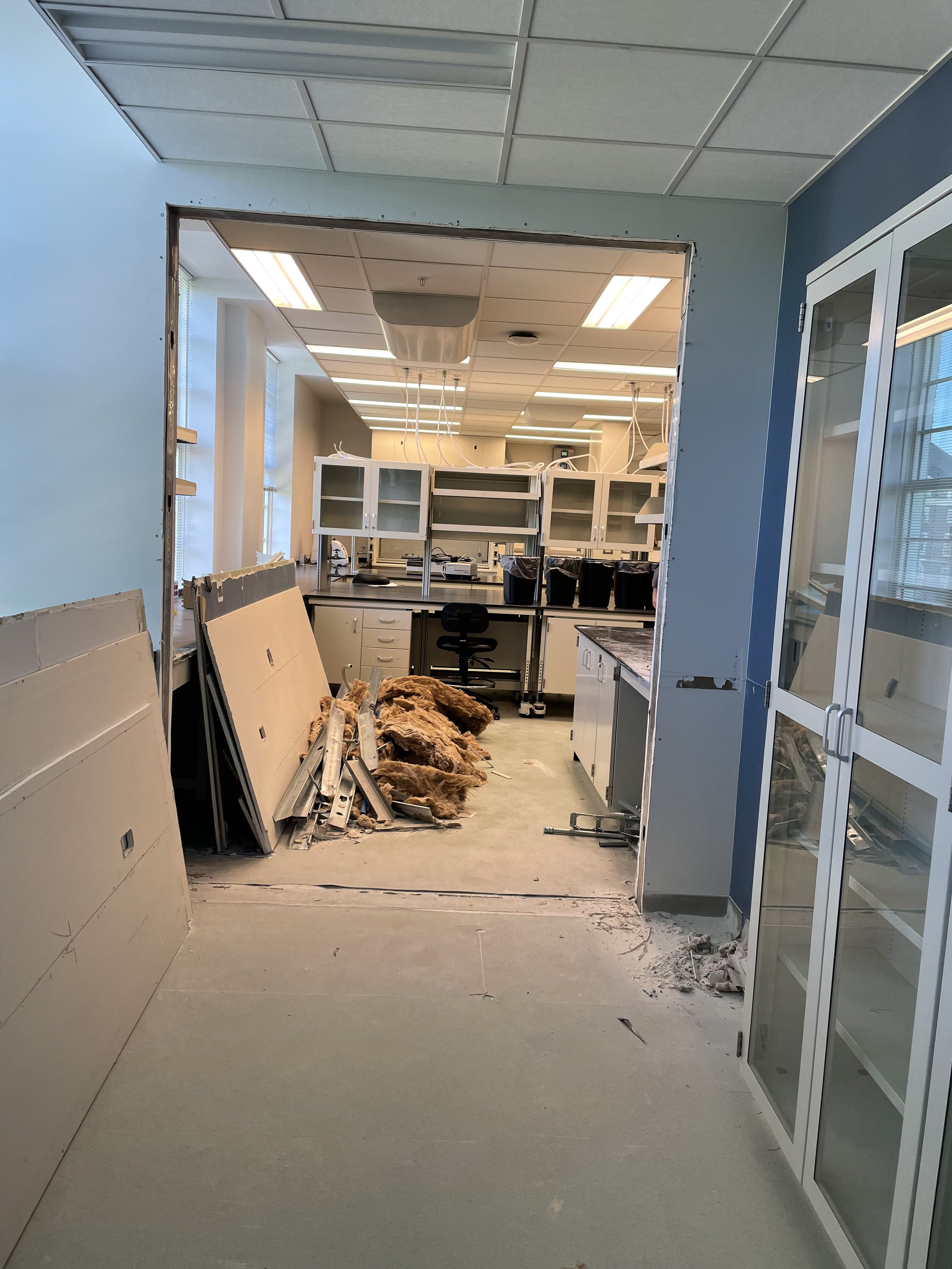 New lab space - big hole in the wall (2022)
