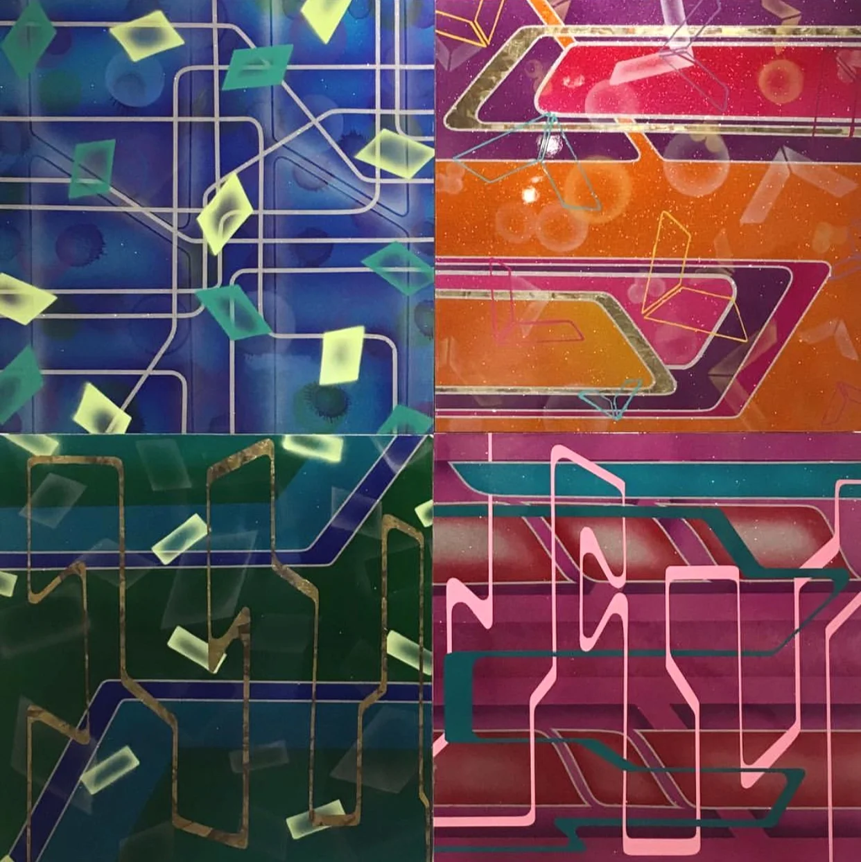 More Bounce to the Ounce (2018) 46"x46" Metal Flake and Candies with Polyurethane Clear Coat on Panel