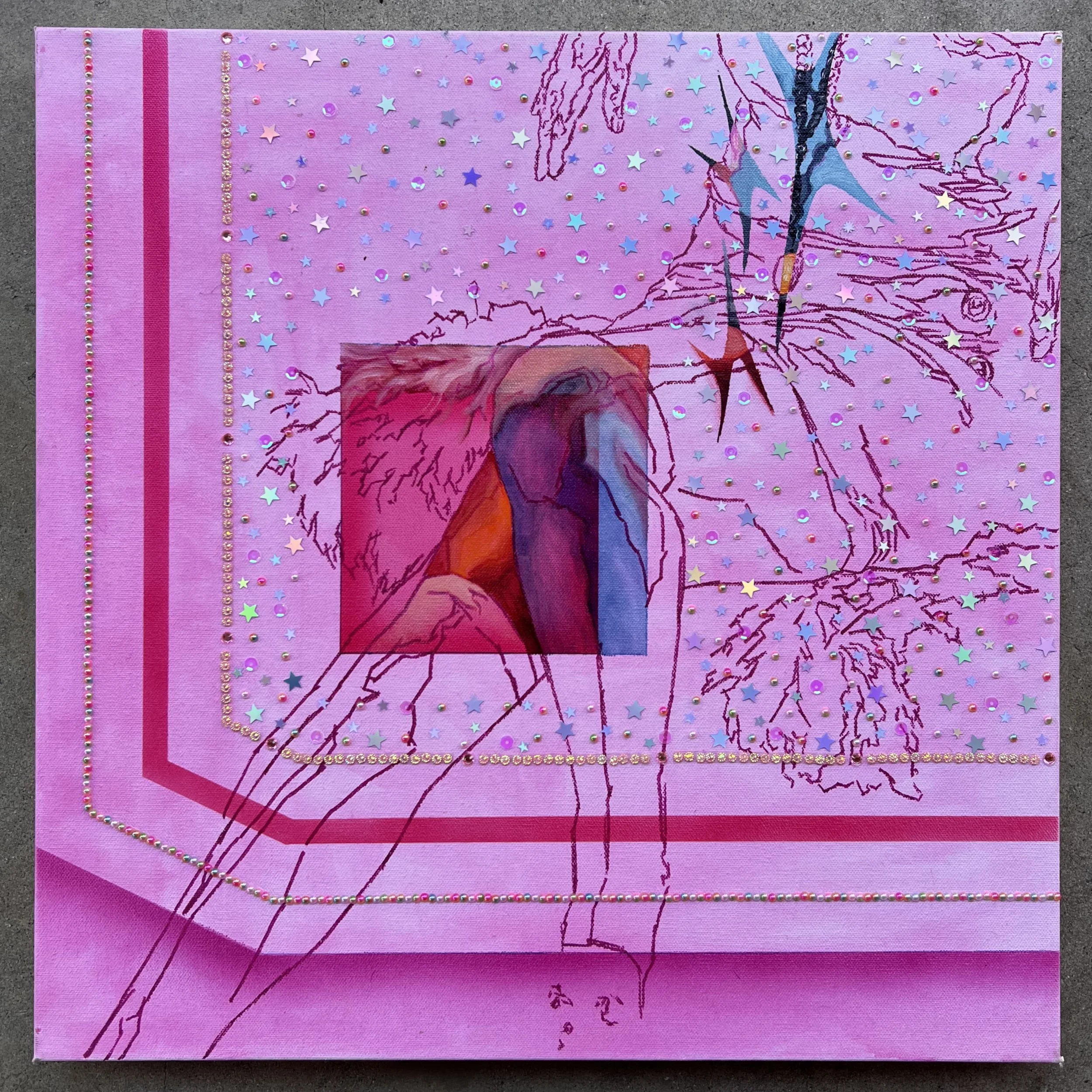 Trespassing (2025) 20”x 20” Airbrush, & Oil on Canvas