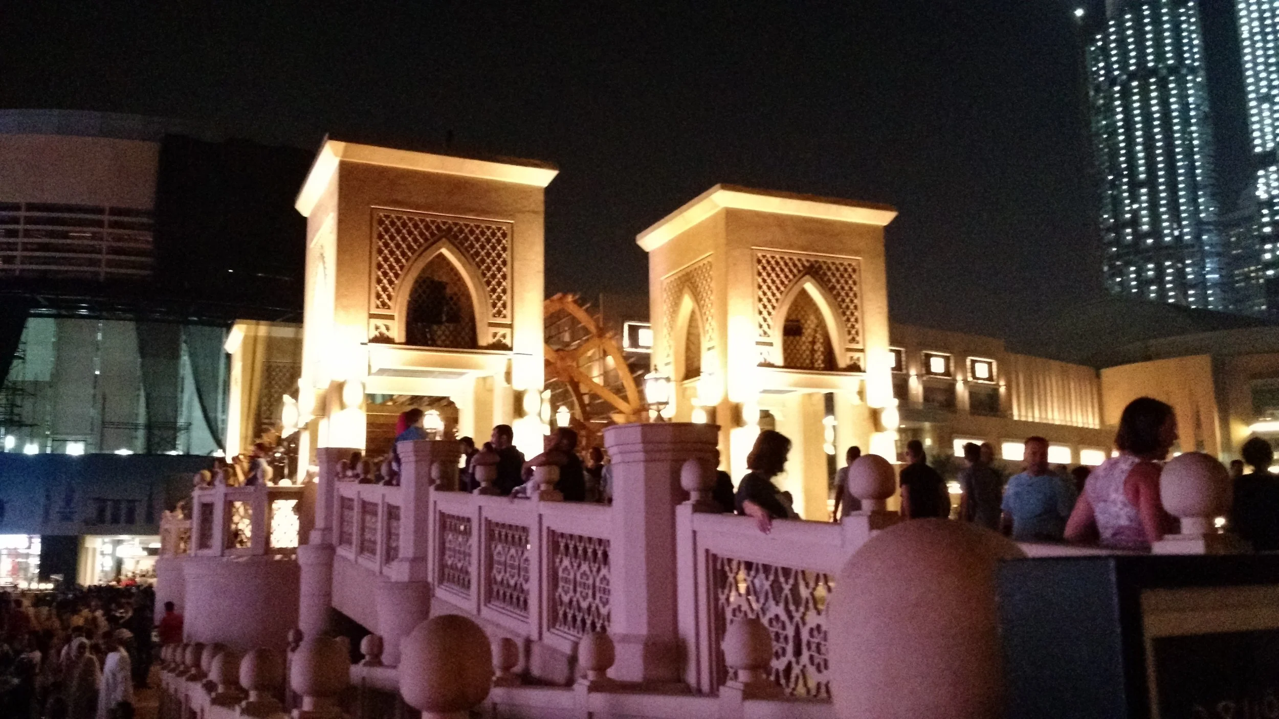 Souk Al Bahar Bridge looking towards the Dubai Mall.