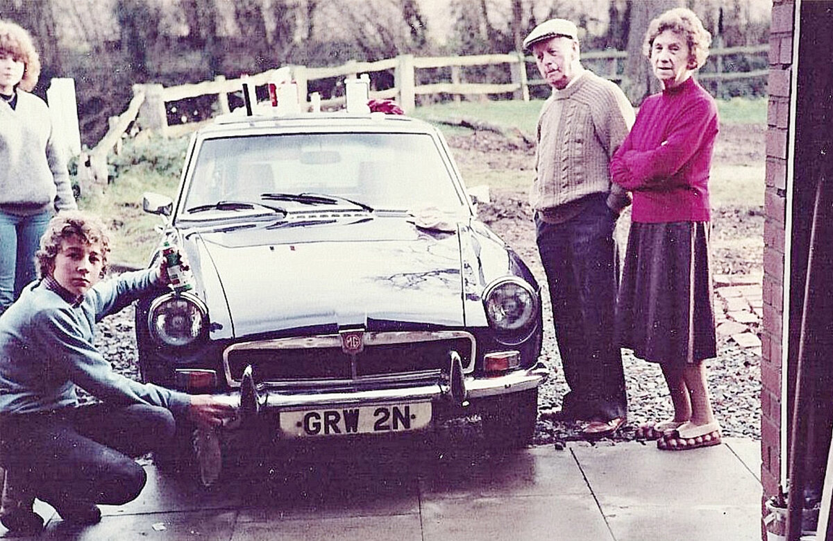 Jane Lambert’s nearest and dearest admire the MG in 1982