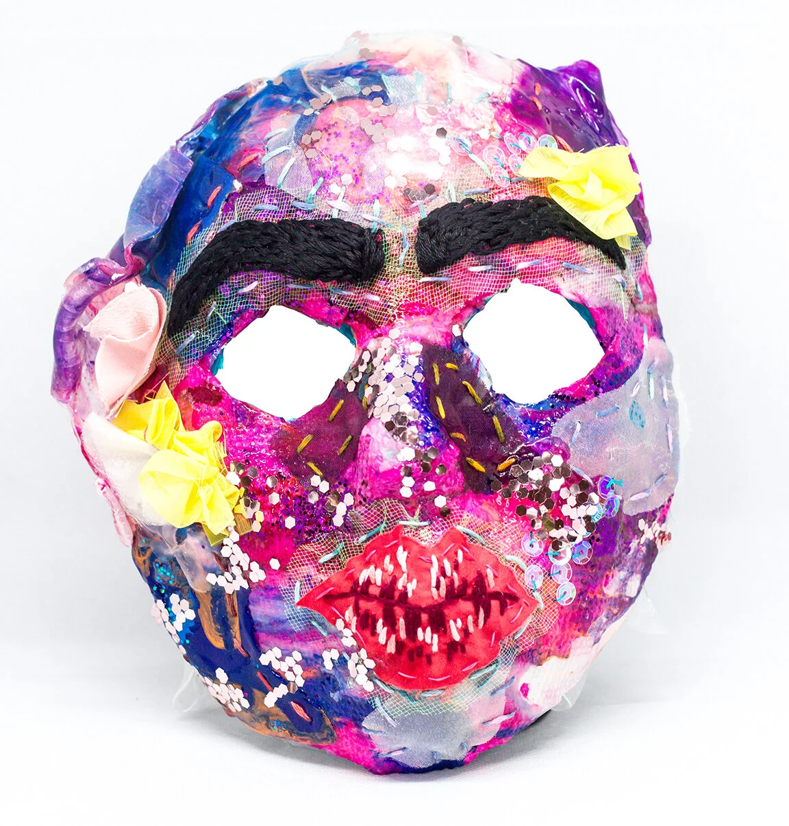 I Don’t Want to Be You- paper mache, acrylics, glitter, embroidery floss, and fabrics