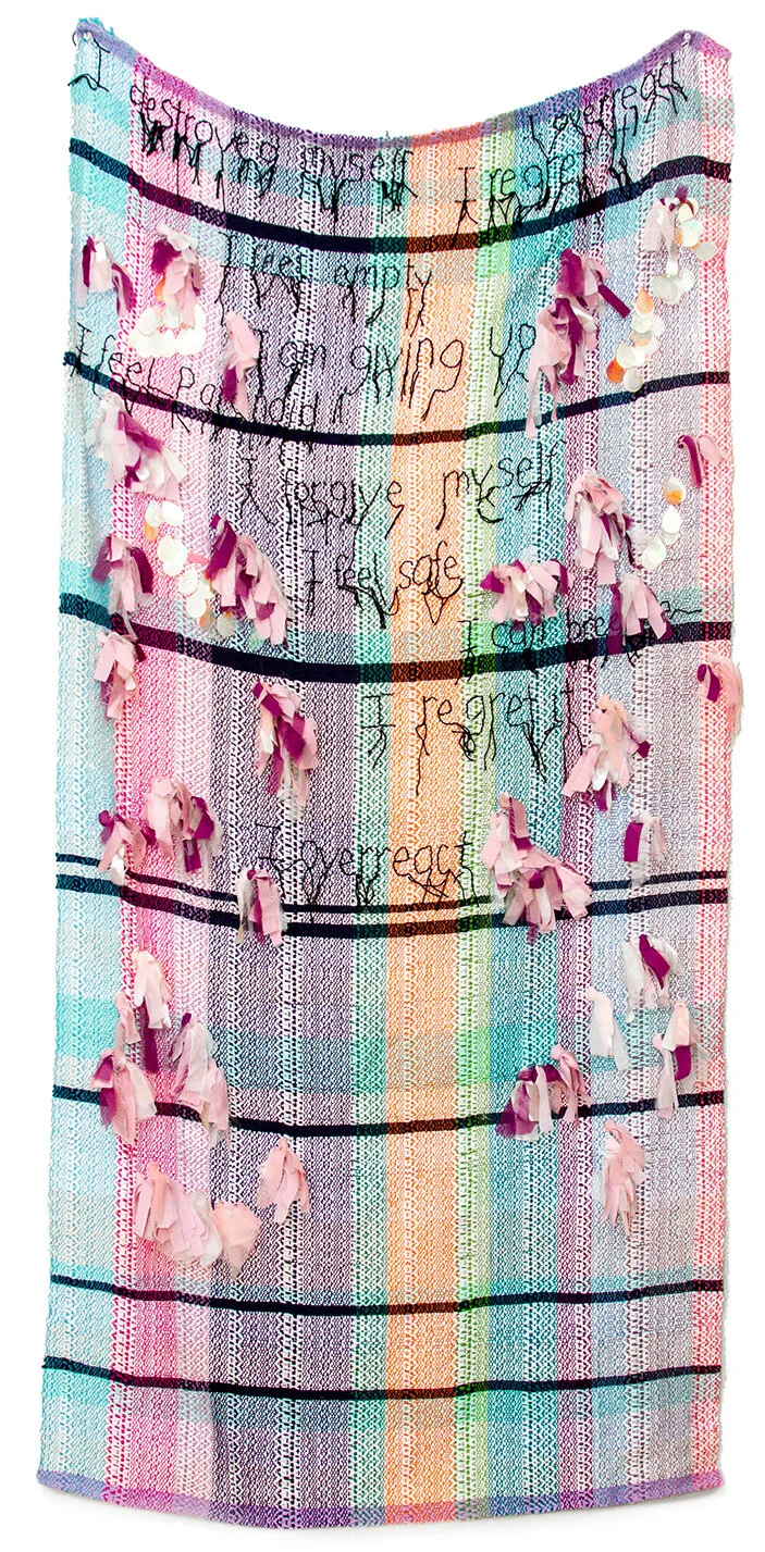 I’m okay.- cotton threads, fabrics, and sequins