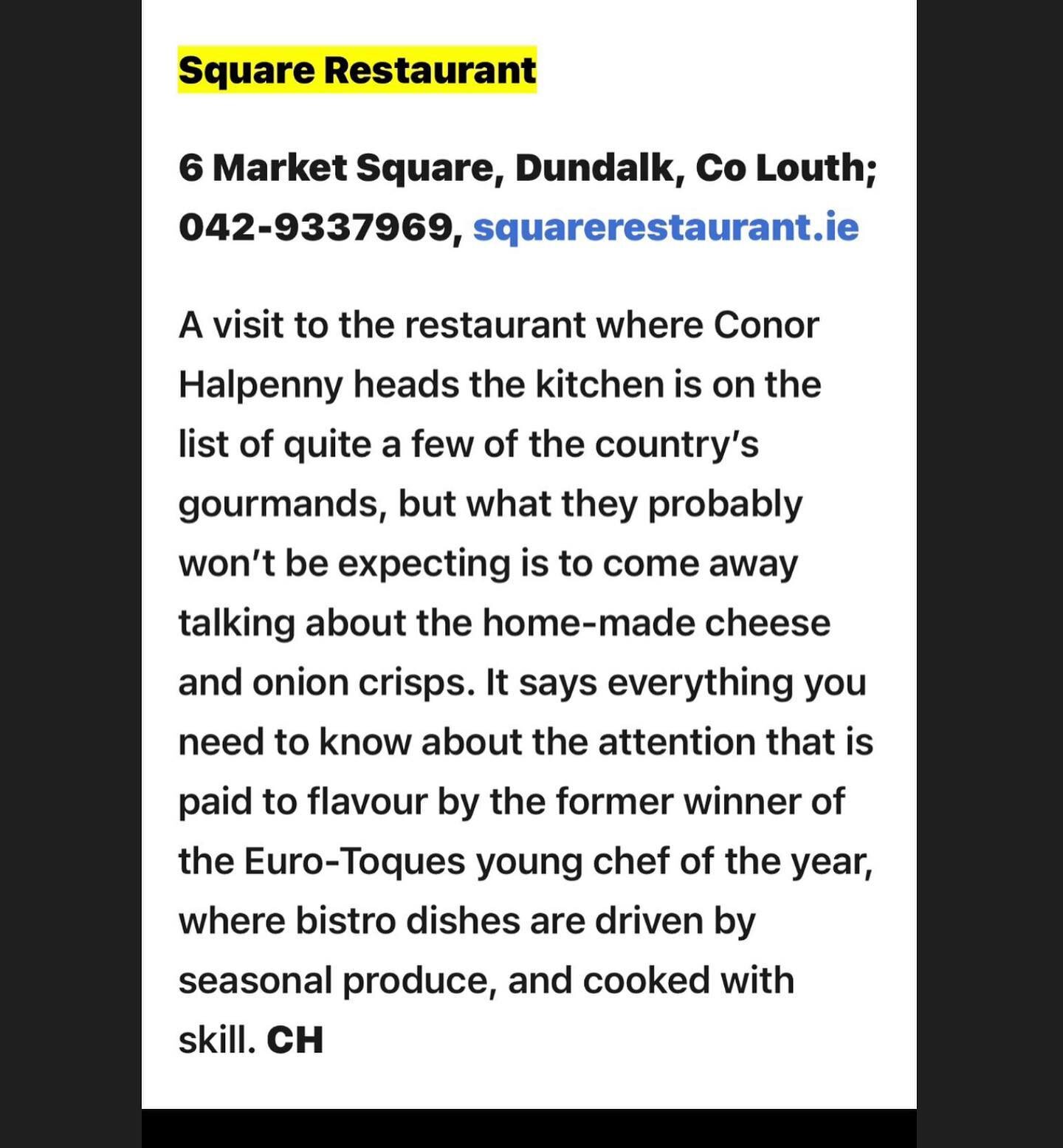 We are honoured 🙌
 Thank you @irishtimesfood @marieclairedigby @corinnahardgrave @joanne.cronin for making us part of this incredible list. Delighted to be included with so many amazing restaurants! 🍴
#irishtimes