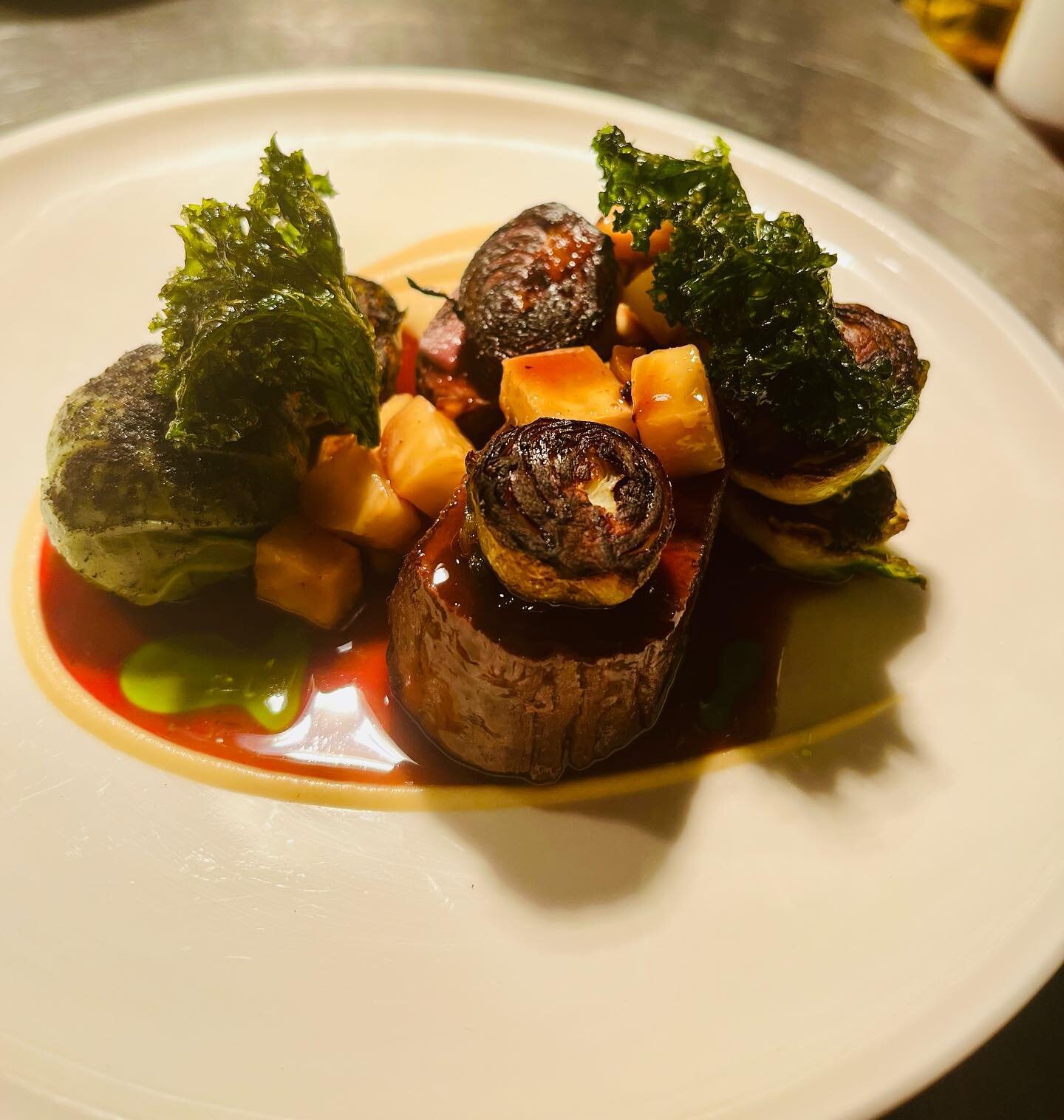 A shot from the pass from another busy weekend at the Square. 
Venison, Celeriac, Elderberry and @coolefarm kale. 
Tables are filling up for December so remember to book early to avoid any disappointment!