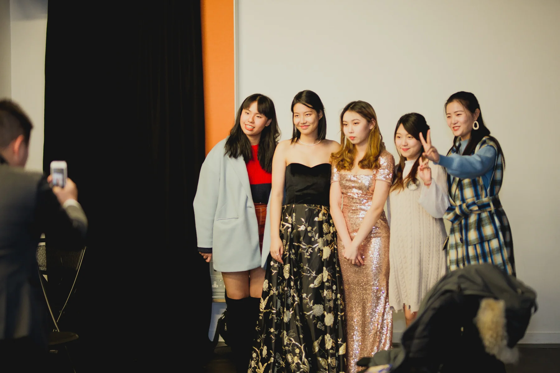 Group of Chinese students posing at University of Sussex