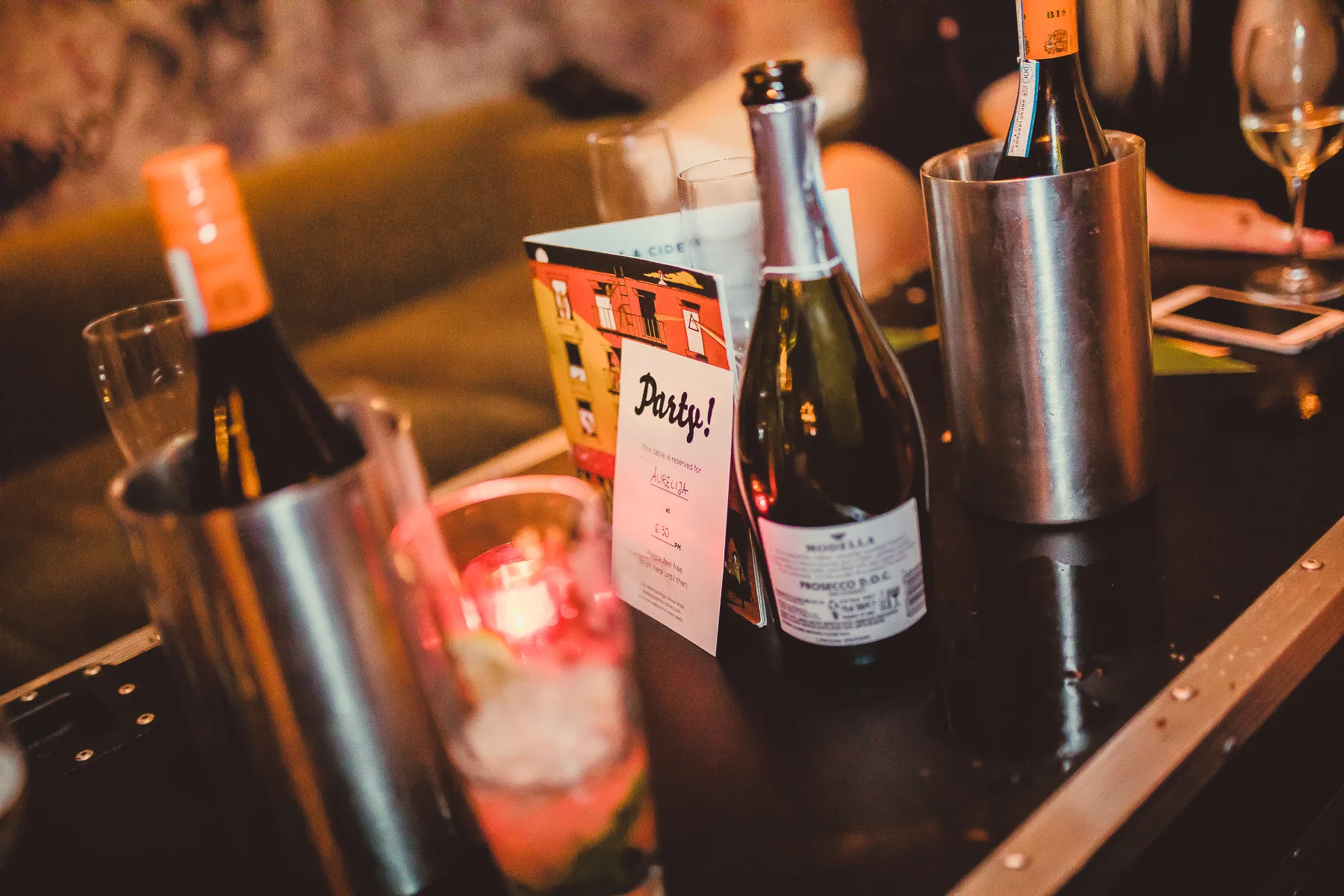 Bottles of Champagne for Out Lithuania 4th Party at Old Street Records