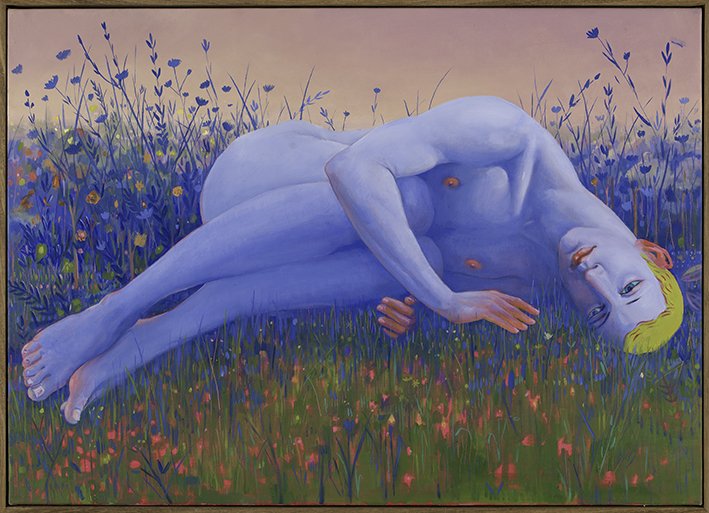 Lying in tall grass