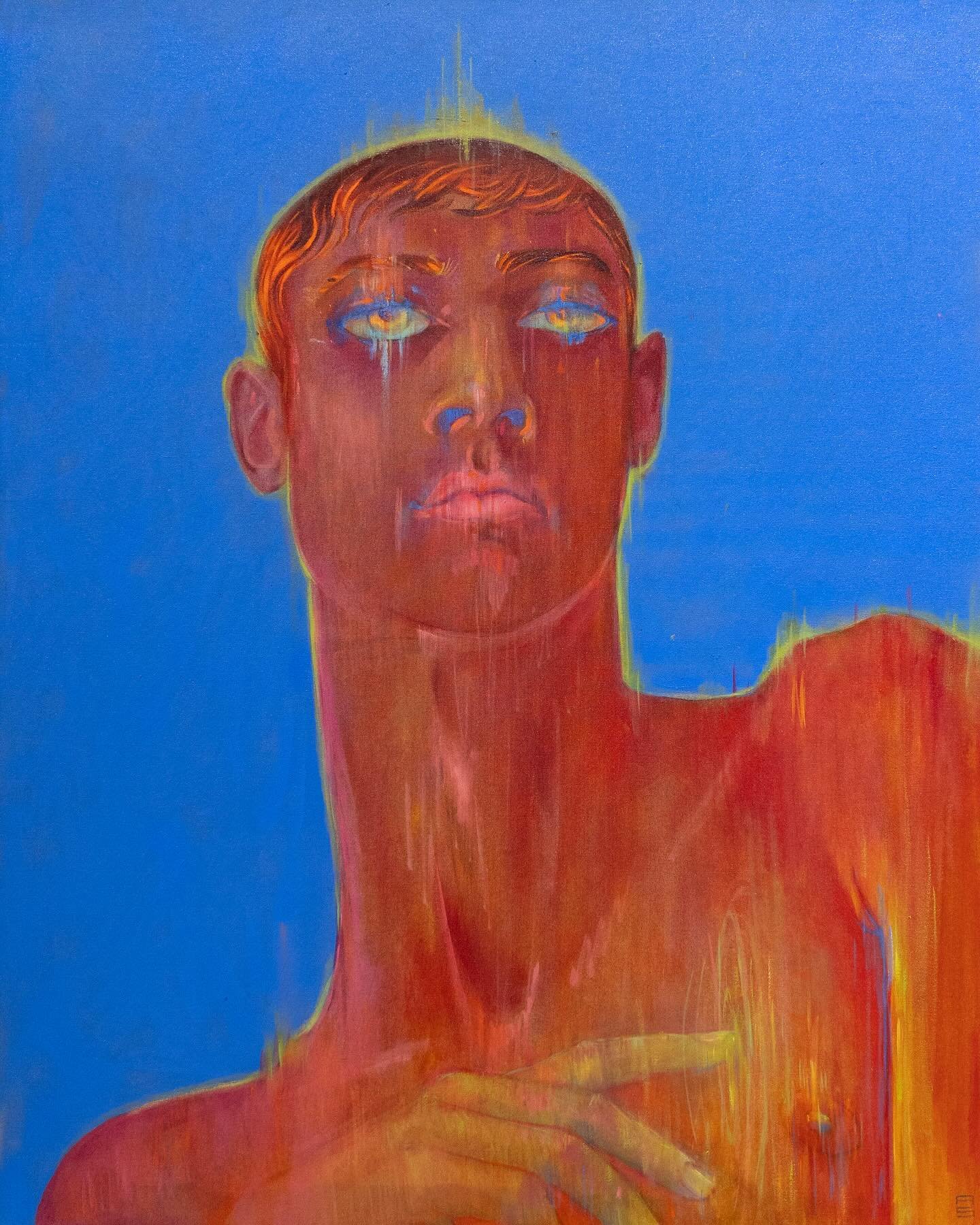 From above #mixedmedia #figurativeart #contemporarypainting #queerlife #malebeauty #fromabove