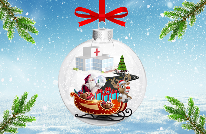 Onze kerstman en zijn rendier op bezoek in de ziekenhuizen