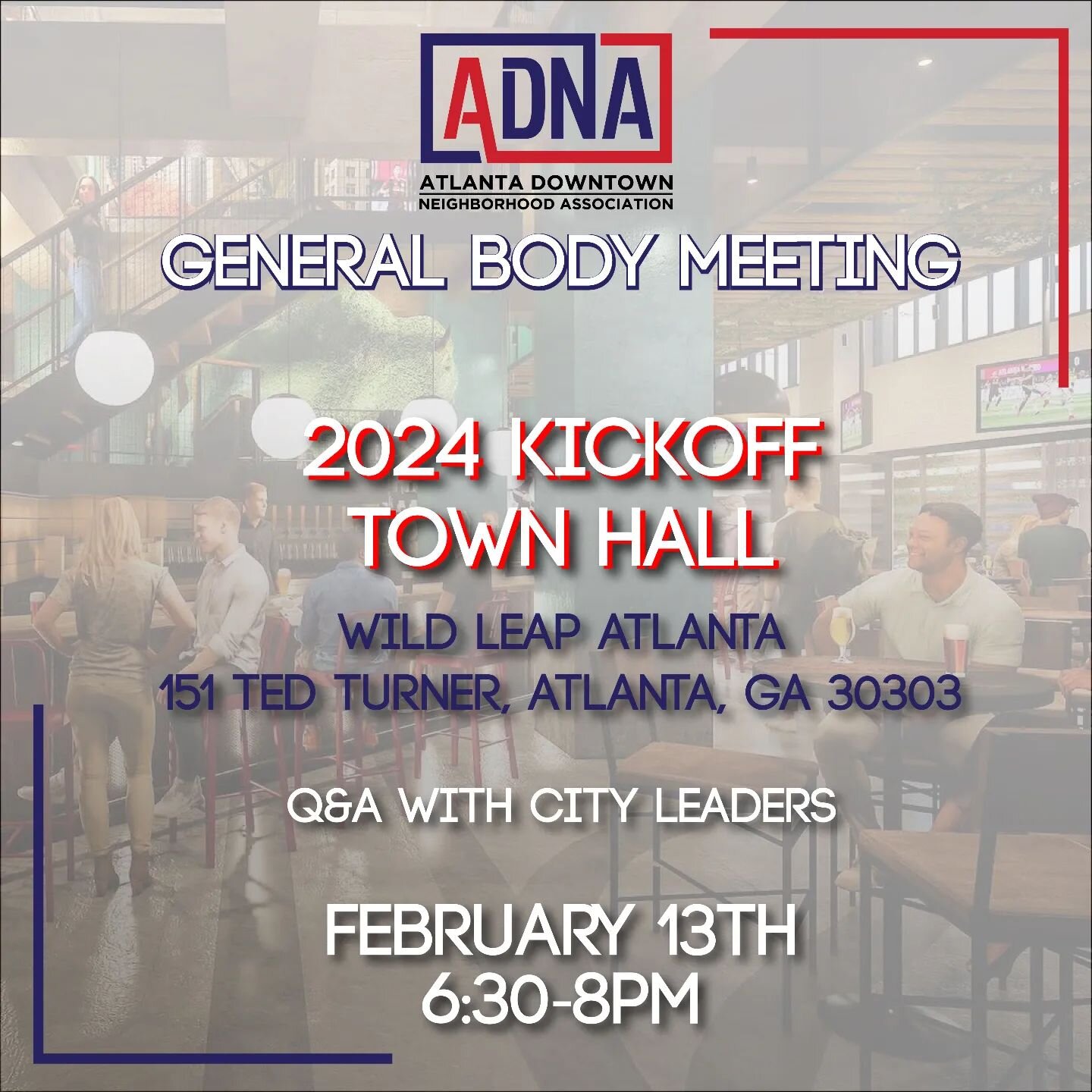 Come to our first meeting of the year! Meet the board and hear our priorities for the year along with QnA with city leaders and officials
***** We will be offering 1 drink ticket for attendees****