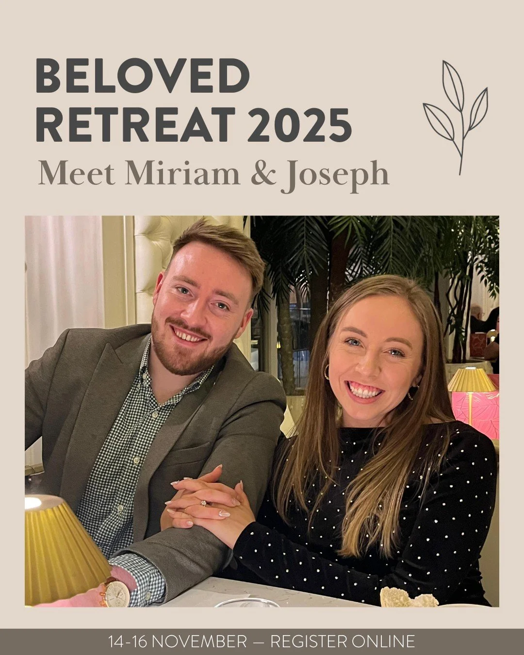✨Meet Miriam and Joseph!✨

They first crossed paths in 2020, and what began as a friendship soon blossomed into a love rooted in faith. After years of growing together, they celebrated the sacrament of marriage in 2023.

At the Beloved Retreat, Miria