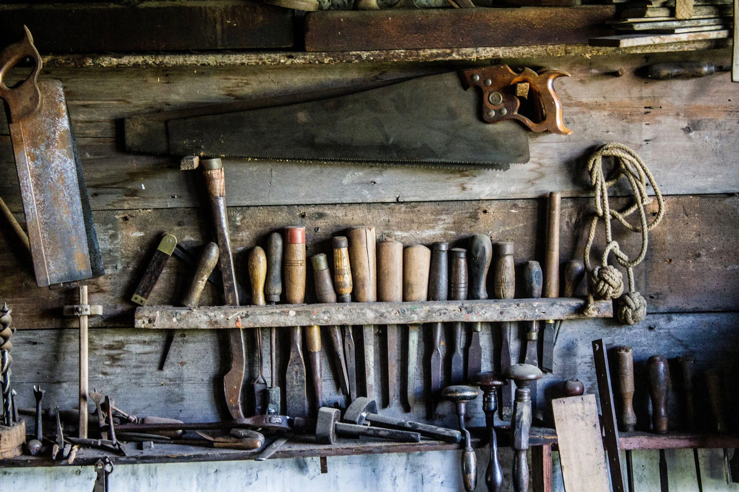 An assortment of well used tools