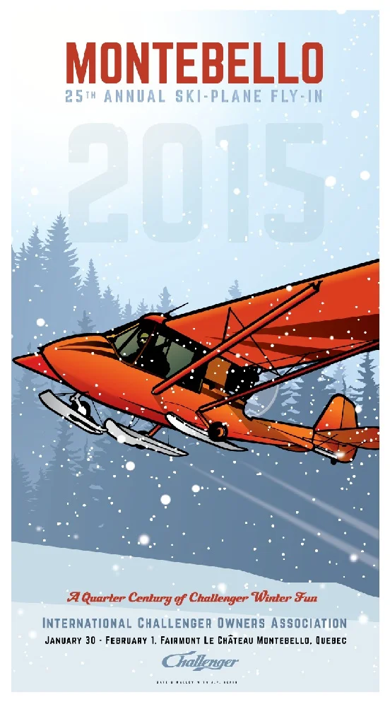 2015 poster for the winter weekend rendezvous ski plane fly-in held annually at the fairmont chateau montebello.
