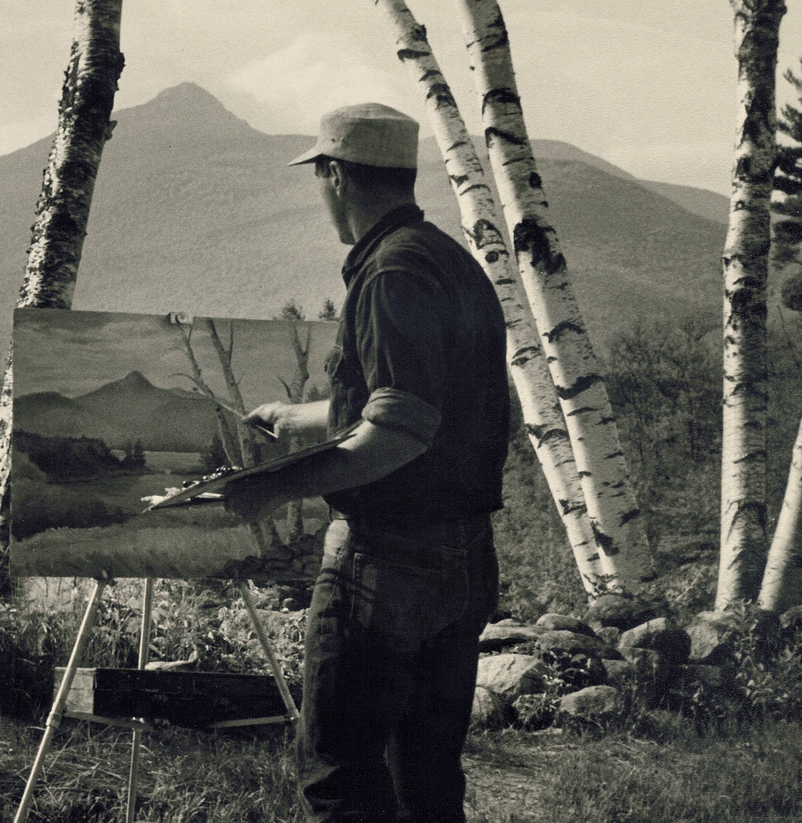 Dick Packer painting at the Basin View Lot, 1950