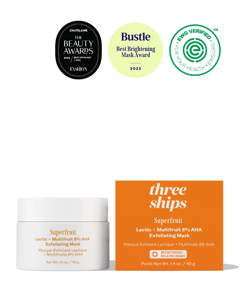 Three Ships Superfruit Lactic + Multifruit 8% AHA Exfoliating Mask ®