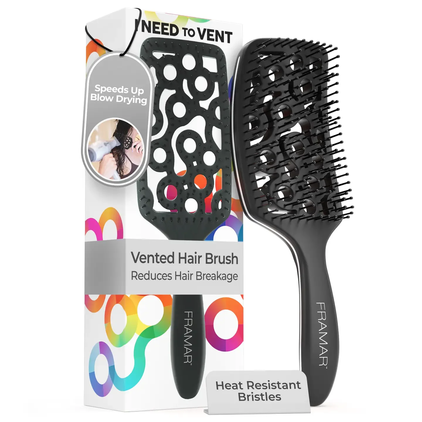 Framar Vented Hair Brush - Black