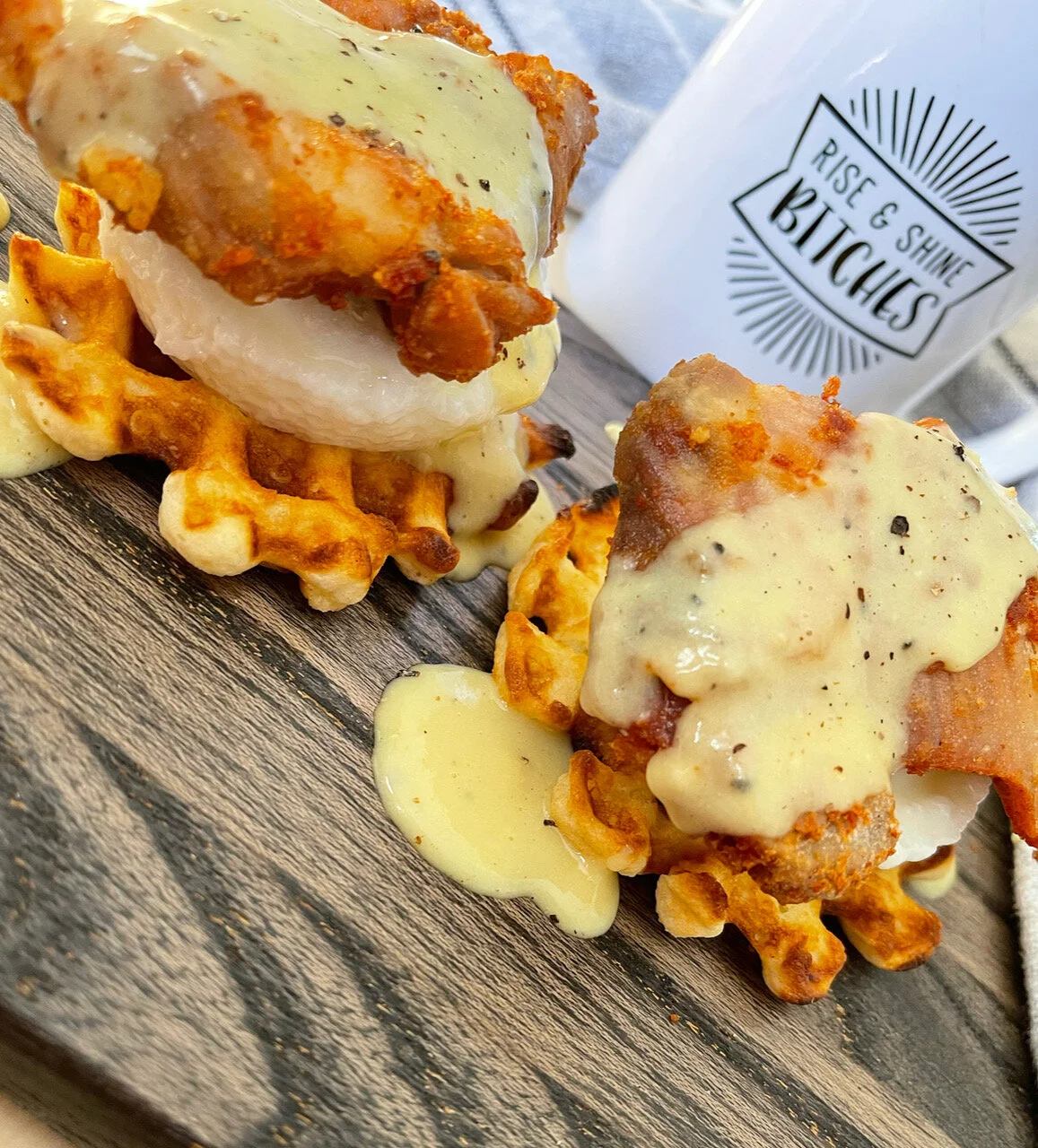 Chicken &amp; Waffle Eggs Benny