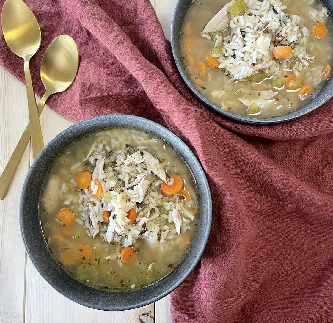 Greek Chicken &amp; Wild Rice Soup