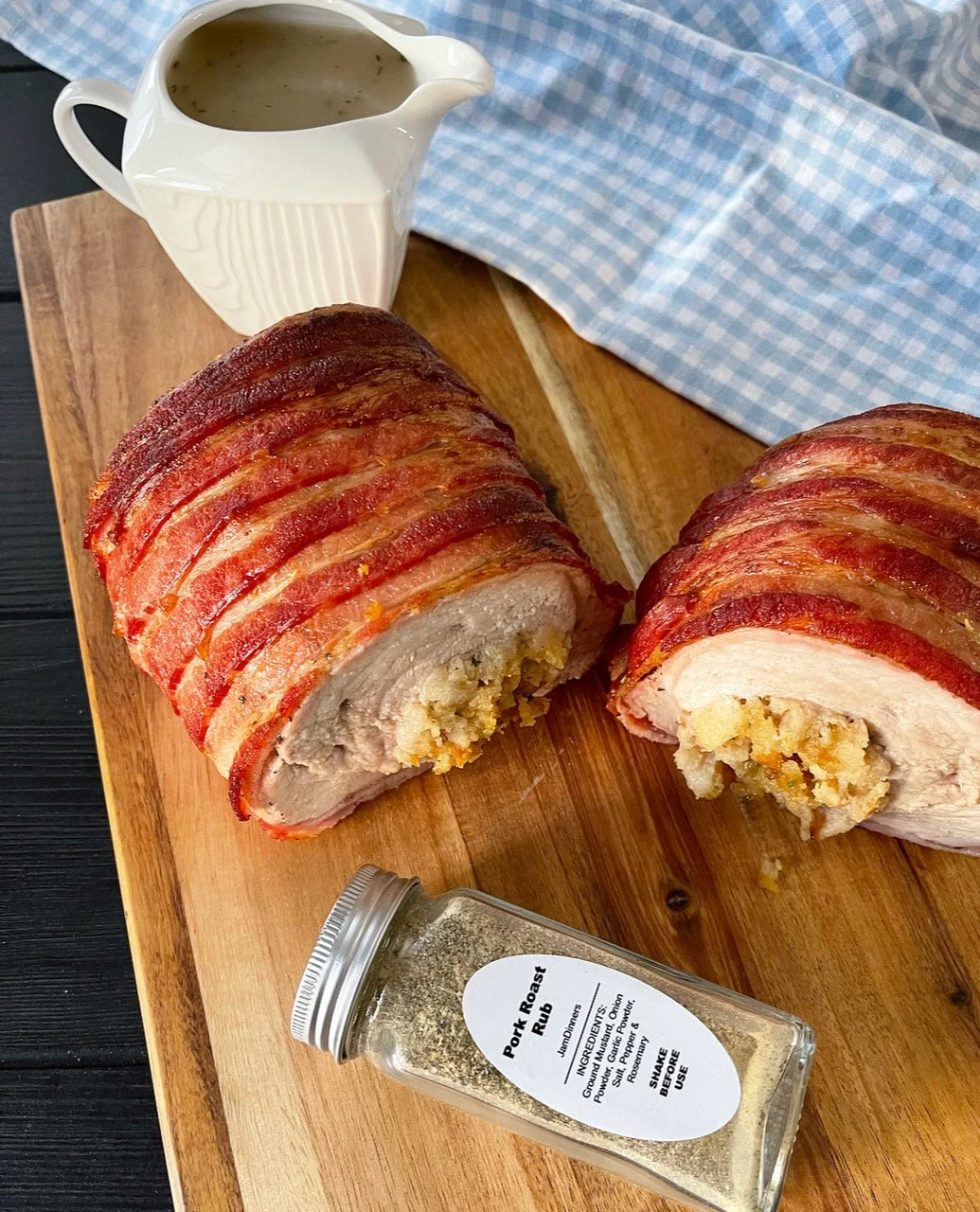 Stuffed Bacon Wrapped Pork Loin