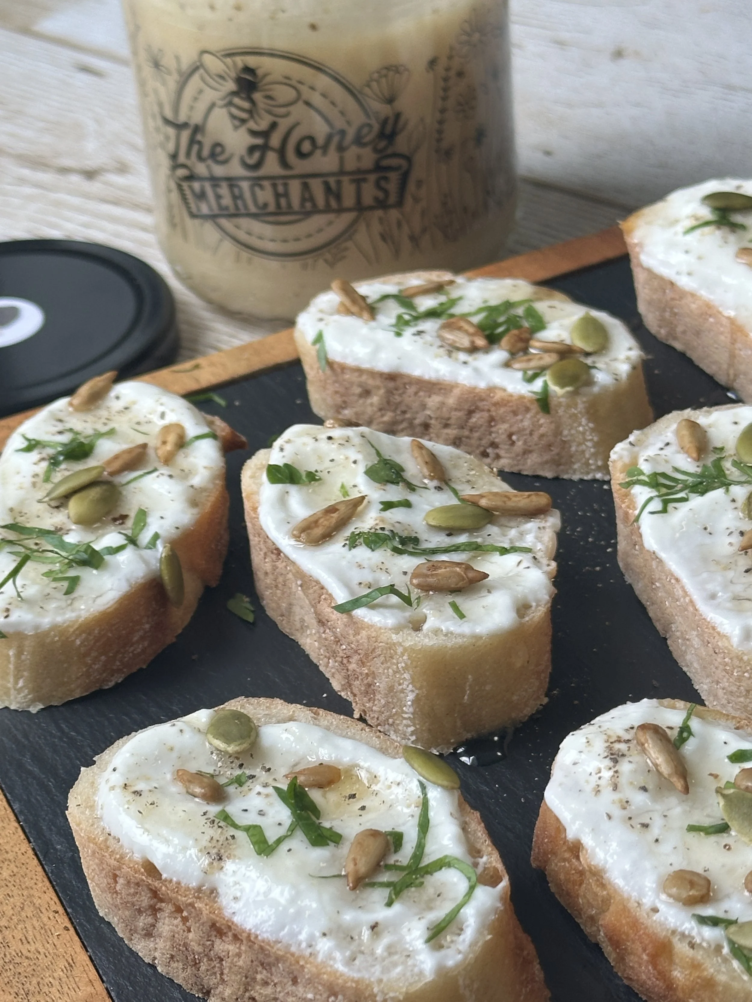 Truffle Honey Ricotta Crostini
