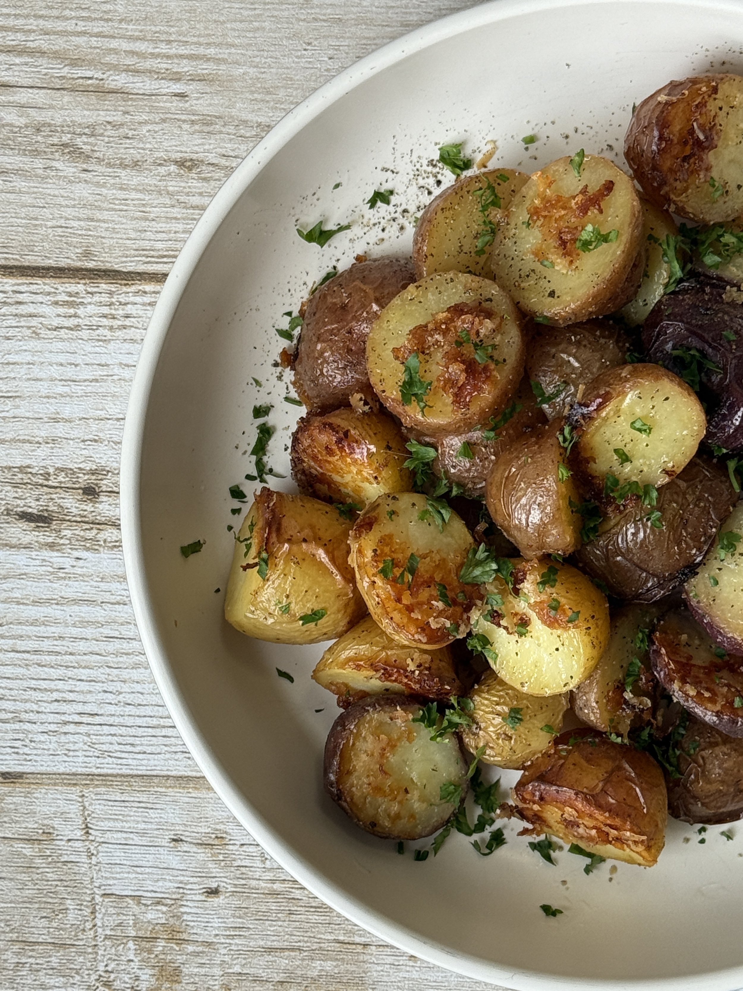 Roasted Garlic Parm Potatoes