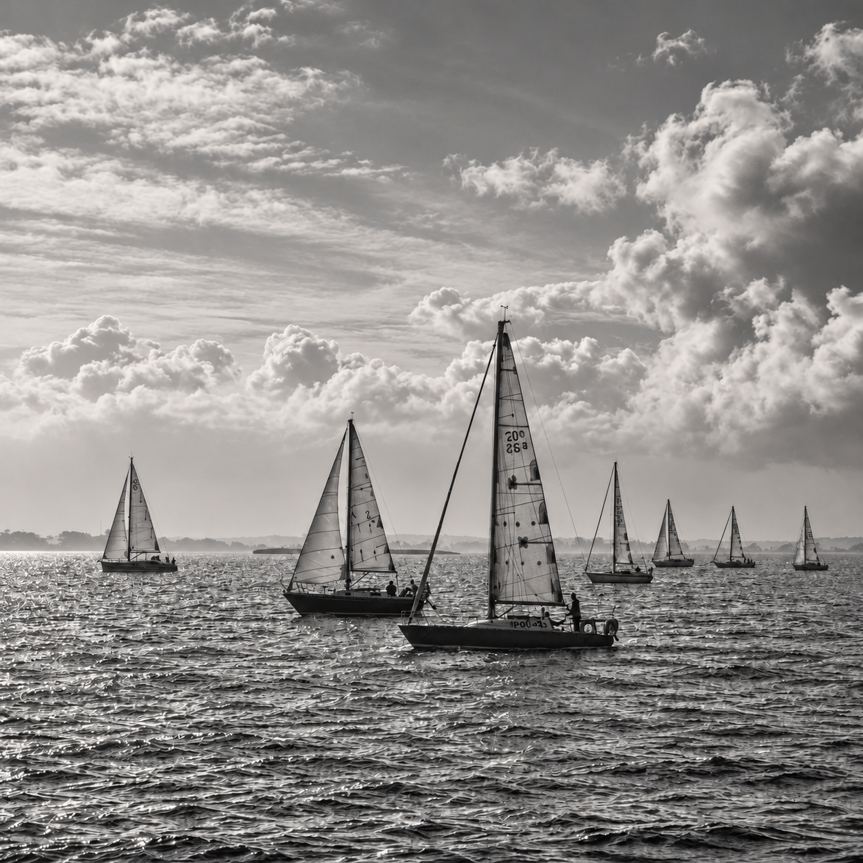 Monochrome Sailboat Regatta Under Dramatic Clouds.png