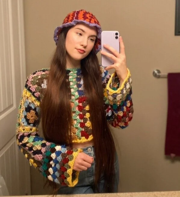 Scrap Yarn Granny Square Sweater 