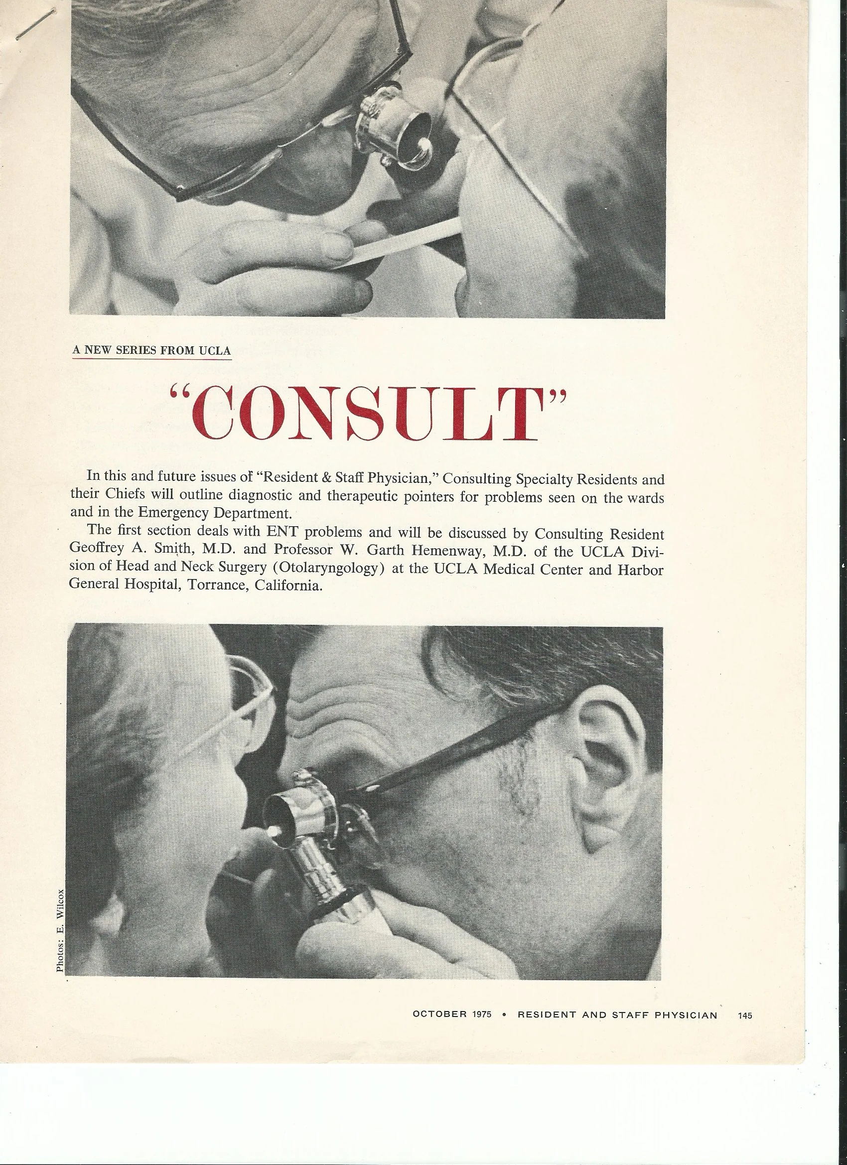 "A New Series From UCLA" Consult: ENT