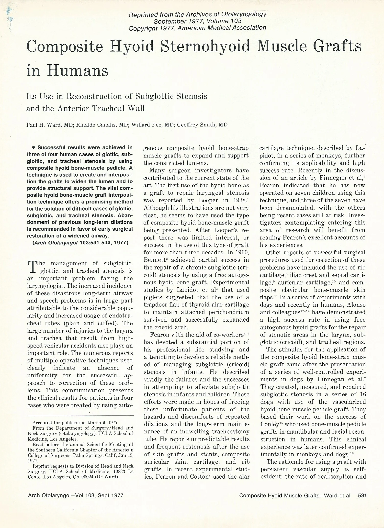 Composite Hyoid Sternohyoid Muscle Grafts in Humans