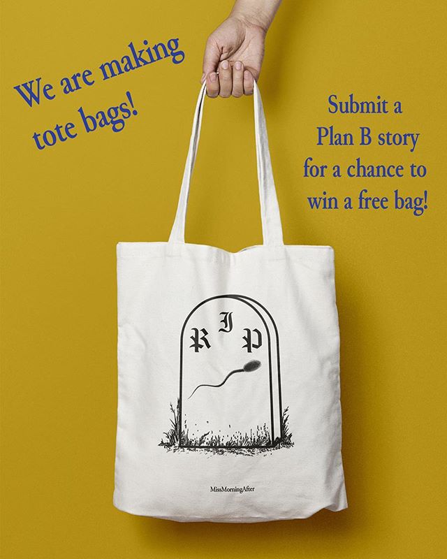 We&rsquo;ve got tote bags! 👜⁣
⁣
Anonymously share your story via the link in our bio and get the chance to win a free tote bag! ⁣
⁣
~~ Link in bio ~~⁣
⁣
Help us end the Plan B stigma 💪⁣
⁣
~⁣
⁣
#emergencycontraception&nbsp;⁣
#letstalkaboutEC&nbsp;⁣
