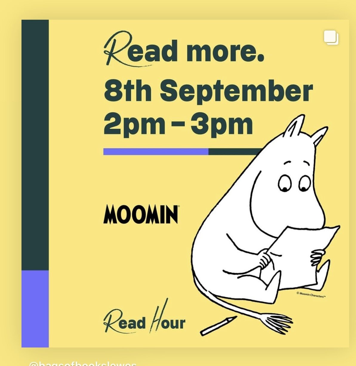 Time to pluck that book you&rsquo;ve always meant to dip into from your shelves and prepare for #readhouruk. A genius 💡 to promote the simple pleasure of reading - adults acting as role models for those around them, young and old @riotcomms @moomino