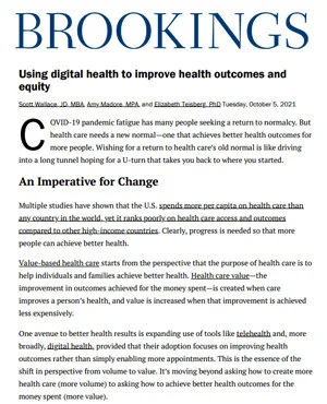 Using Digital Health to Improve Health Outcomes and Equity