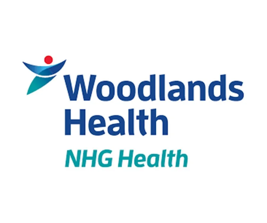 Logo of Woodlands Health with the text "Woodleads Health" and "NHG Health" underneath.
