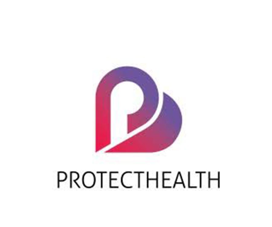 Logo for ProtectHealth with a stylized letter 'P' in purple and red gradient above the company name.