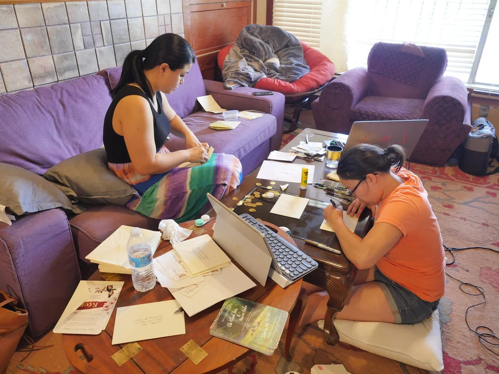  Shelley helps us put together invitations 