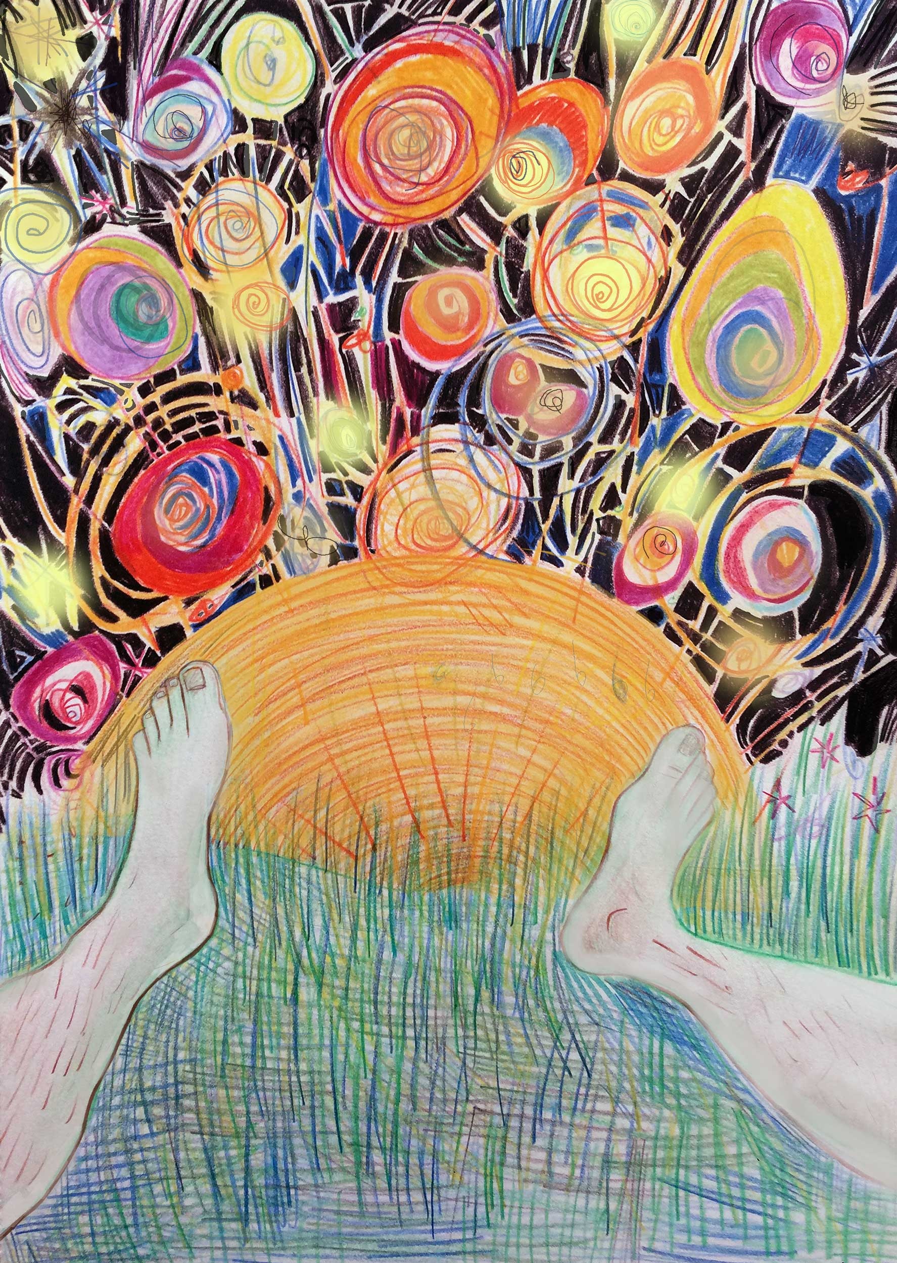 Tiny Explosions in the Sky. Pencil and Digital Drawing. (c) Kaety Moon