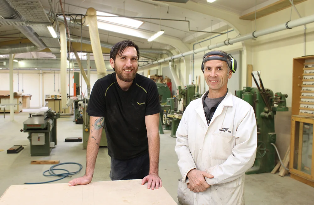 Furniture lecturers Rowan Dicks and Andy Halewood.