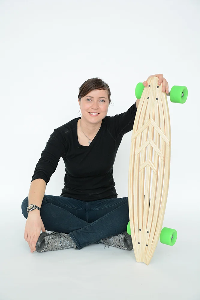 Leilani Tunnage with her skateboard