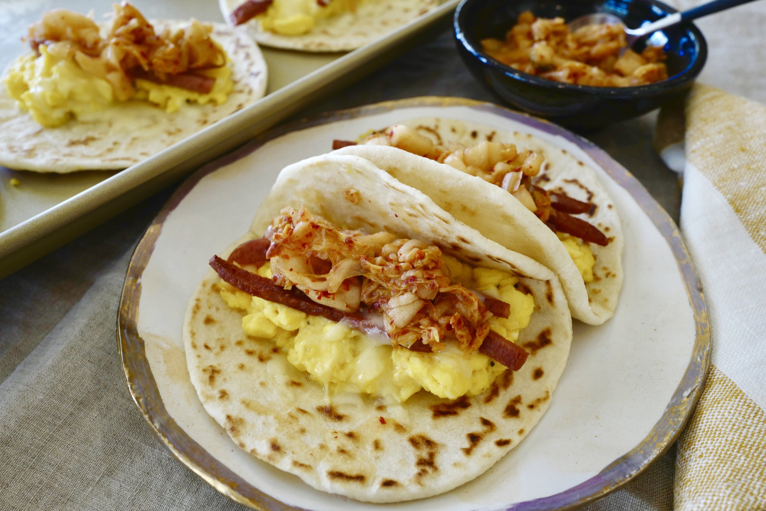 Spam, Egg, and Cheese Breakfast Tacos
