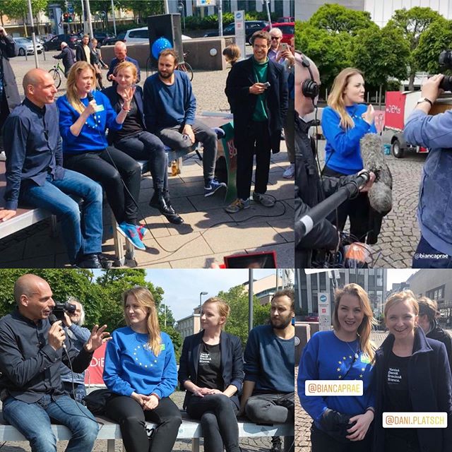 What a day. Campaigning with my #TeamEurope #Teamprogressive #TeamFuture @deineuropa @diem25.official &bdquo;Demokratie in Europa -Diem25&ldquo;
Open Air conversation in D&uuml;sseldorf. @demokratieinbewegung war da und auch alle anderen. 
This is mo