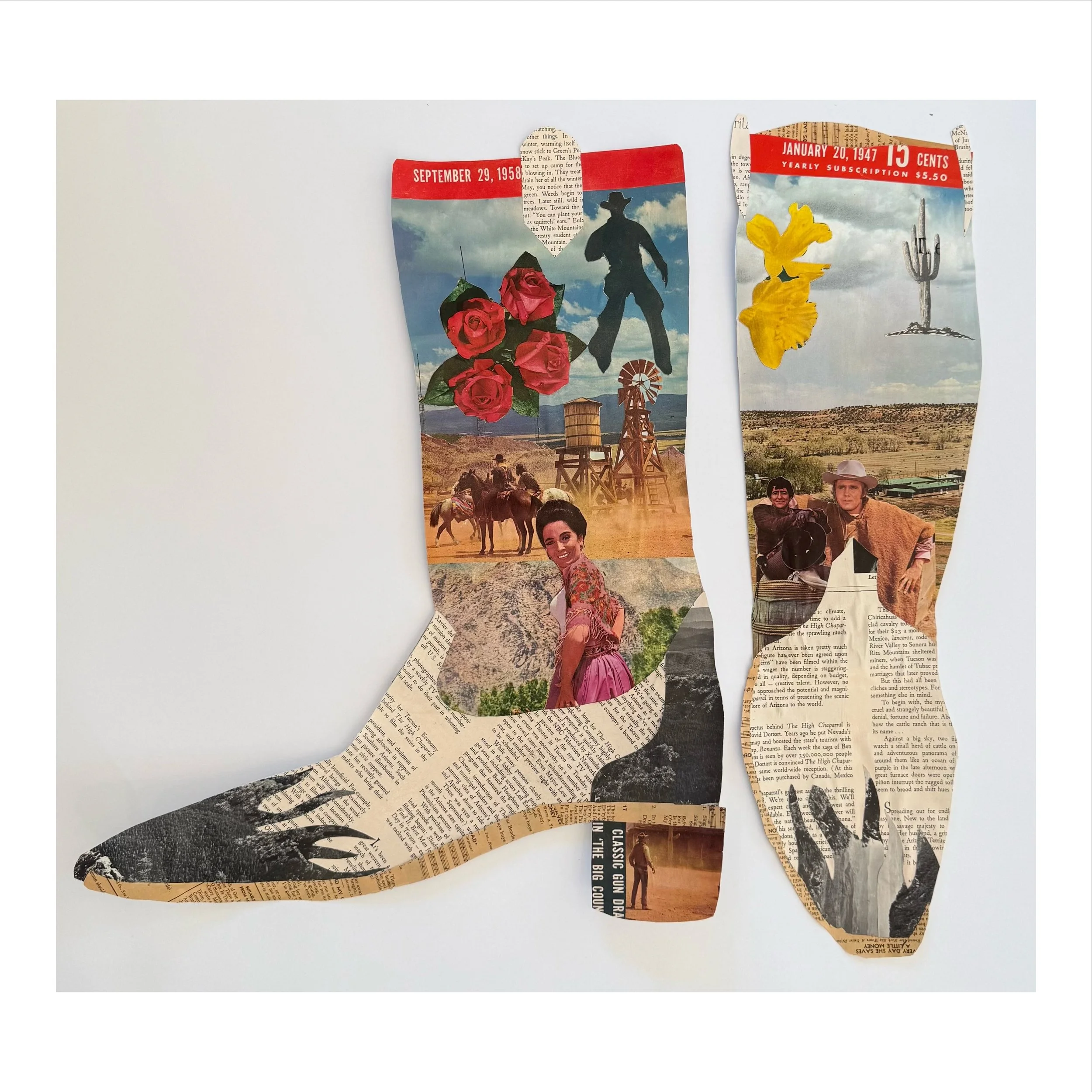New boot goofin&rsquo; // Work in progress for @shaingallery in August 🙌🏼

#lauratateart #westernart #collageartist #cowboycollage