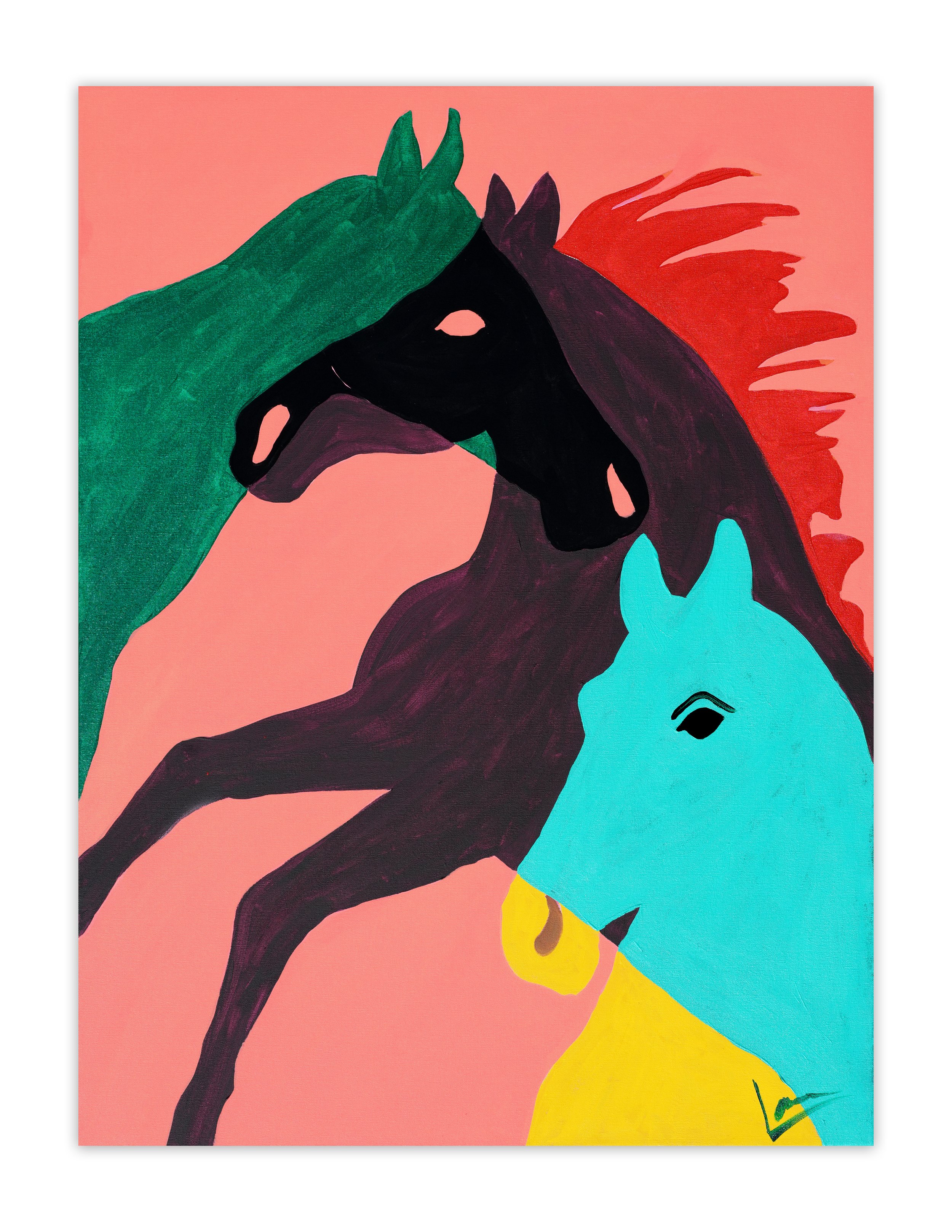 PINK TANGLED HORSES - PRINT