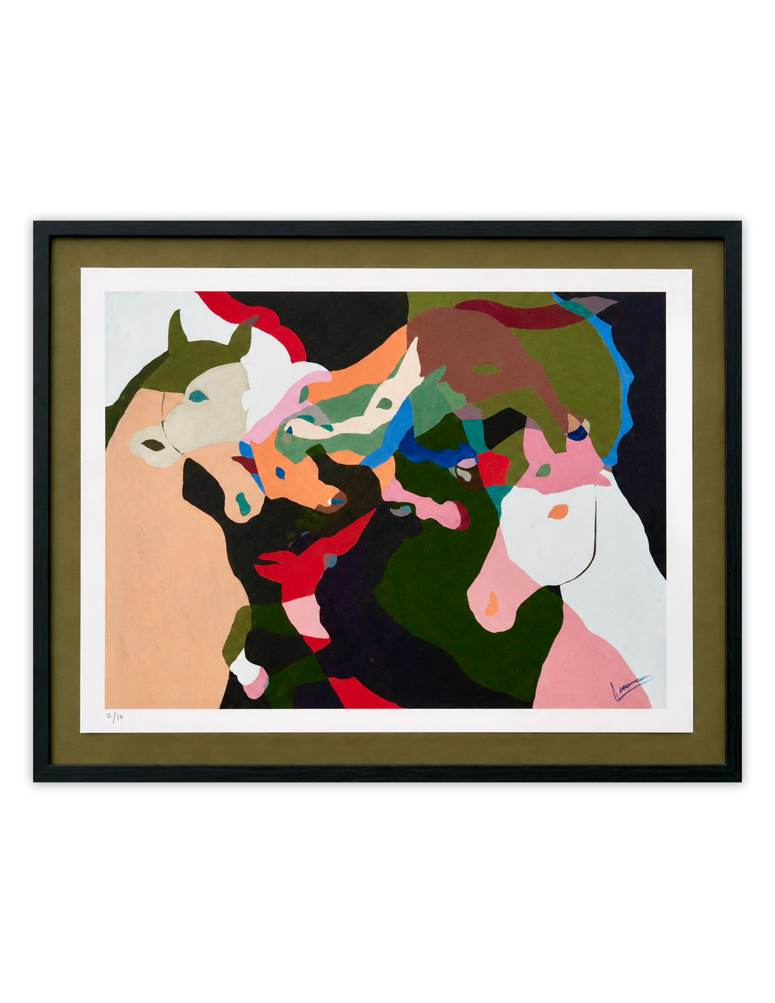 Blue Tangled Horses Framed.jpg