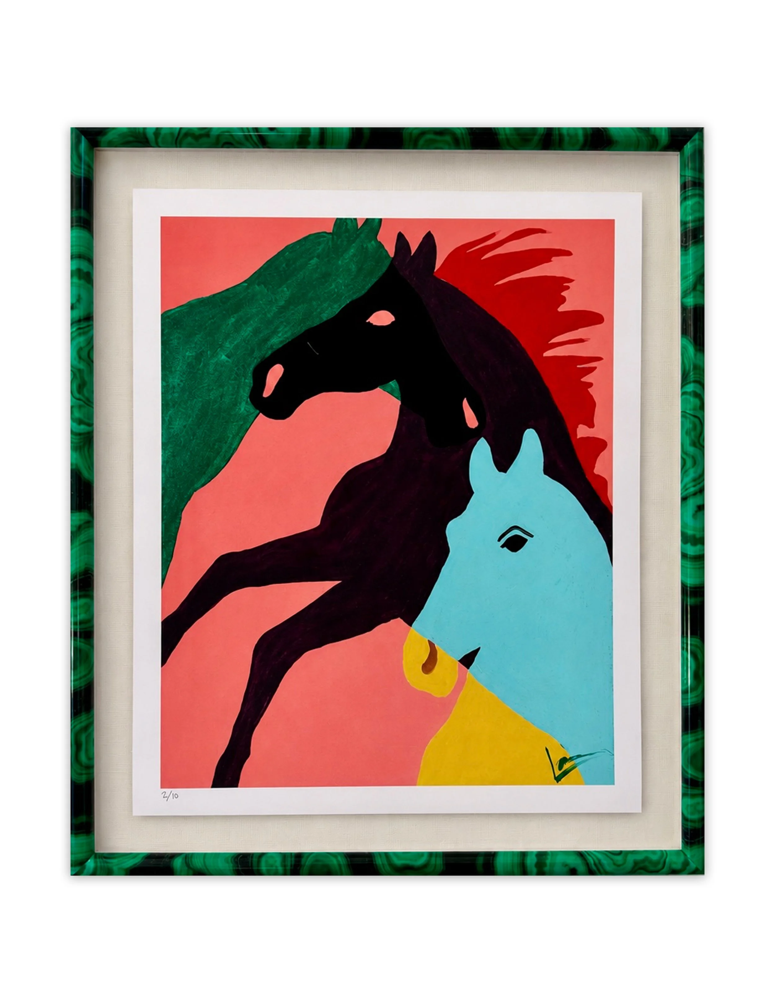 Coral Tangled Horses Framed.jpg
