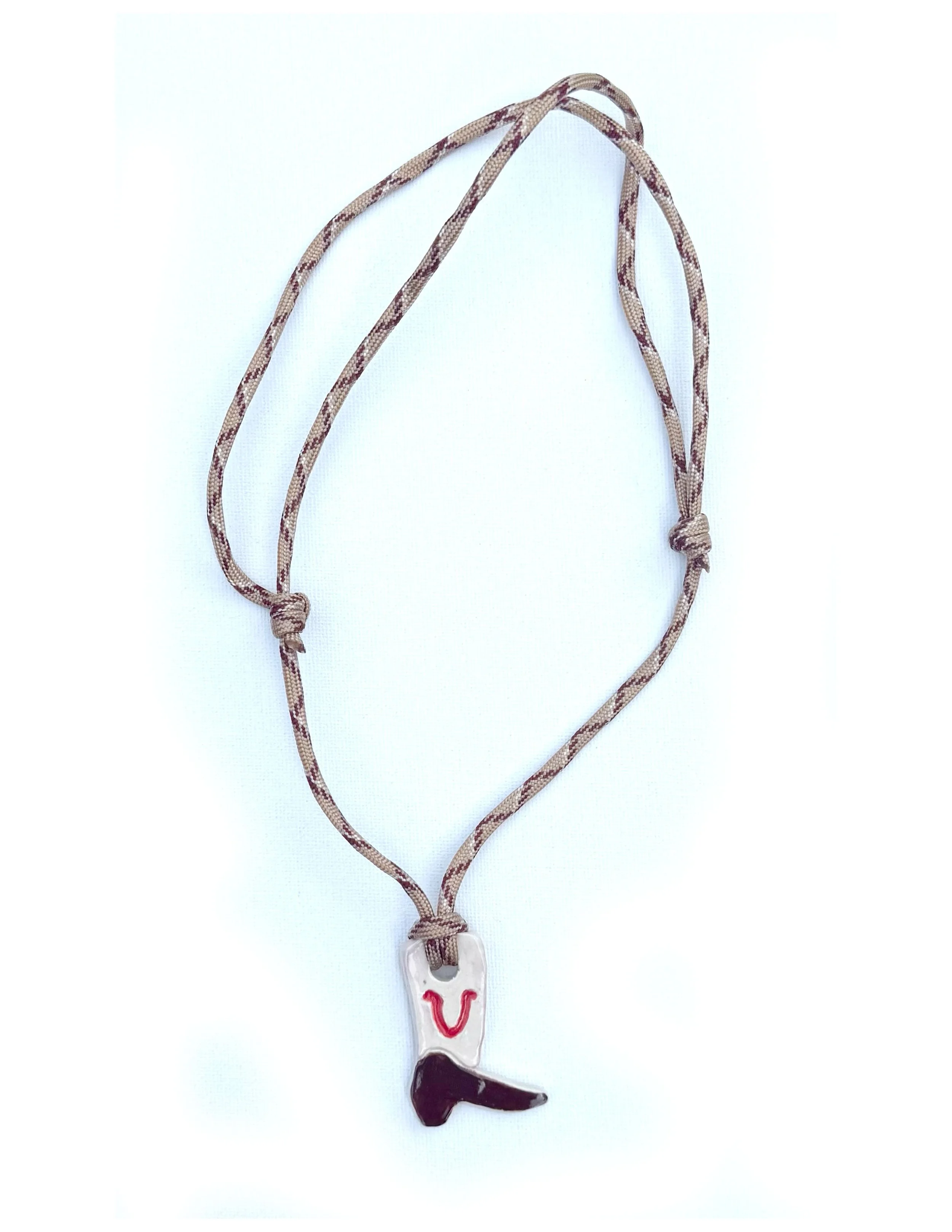 Brown and Red Boot Necklace