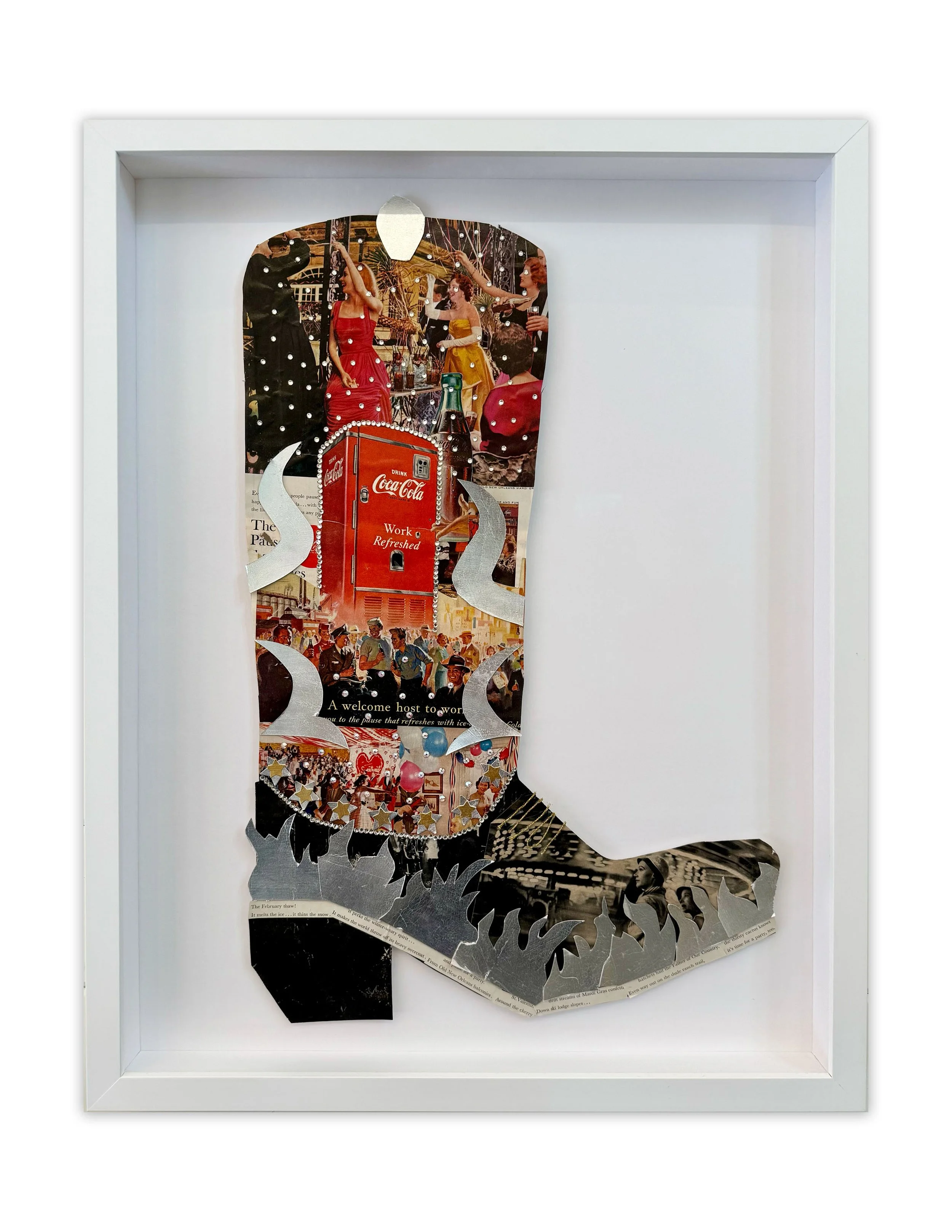 Silver Coca-Cola Boot- 22x29 FRAMED