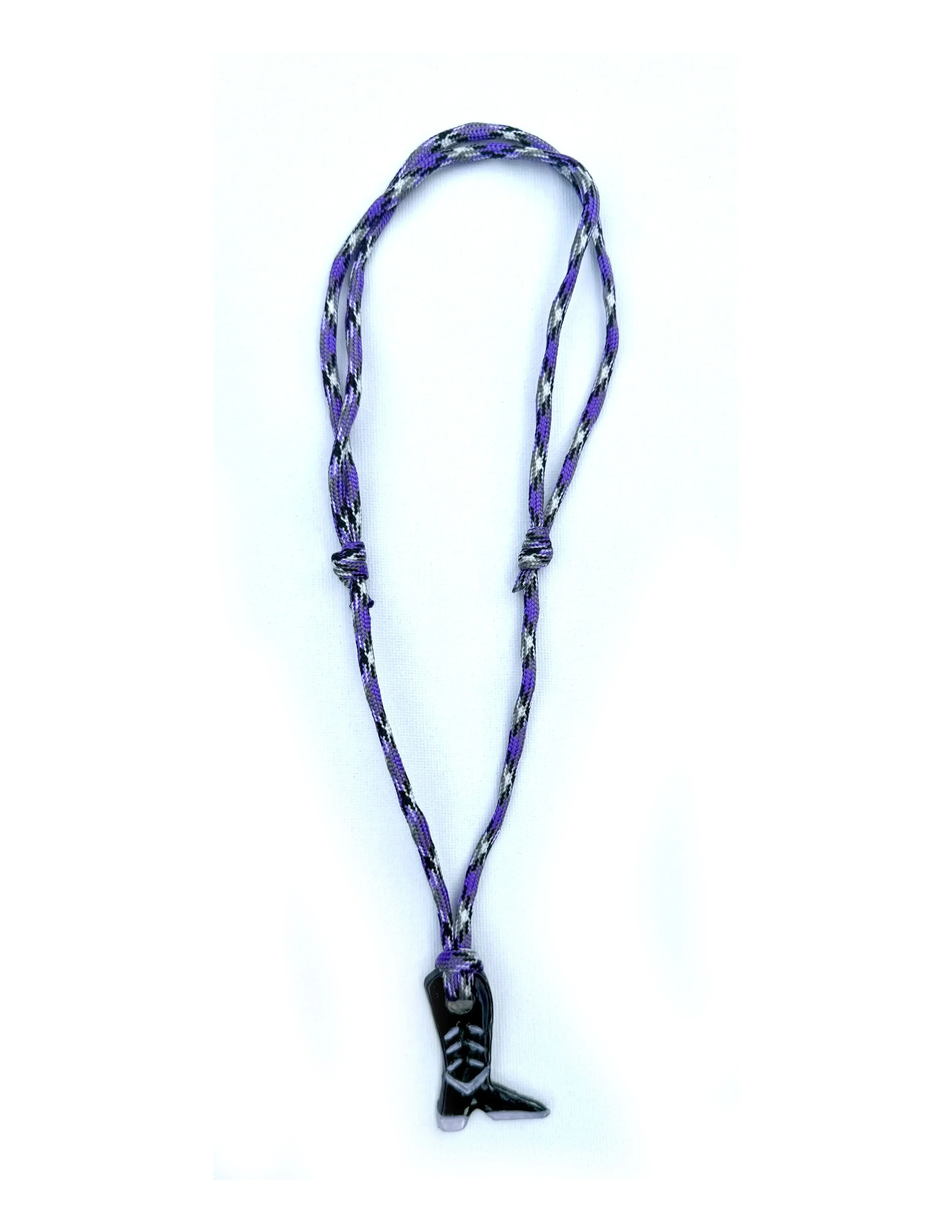 Black & Lavender Boot Necklace