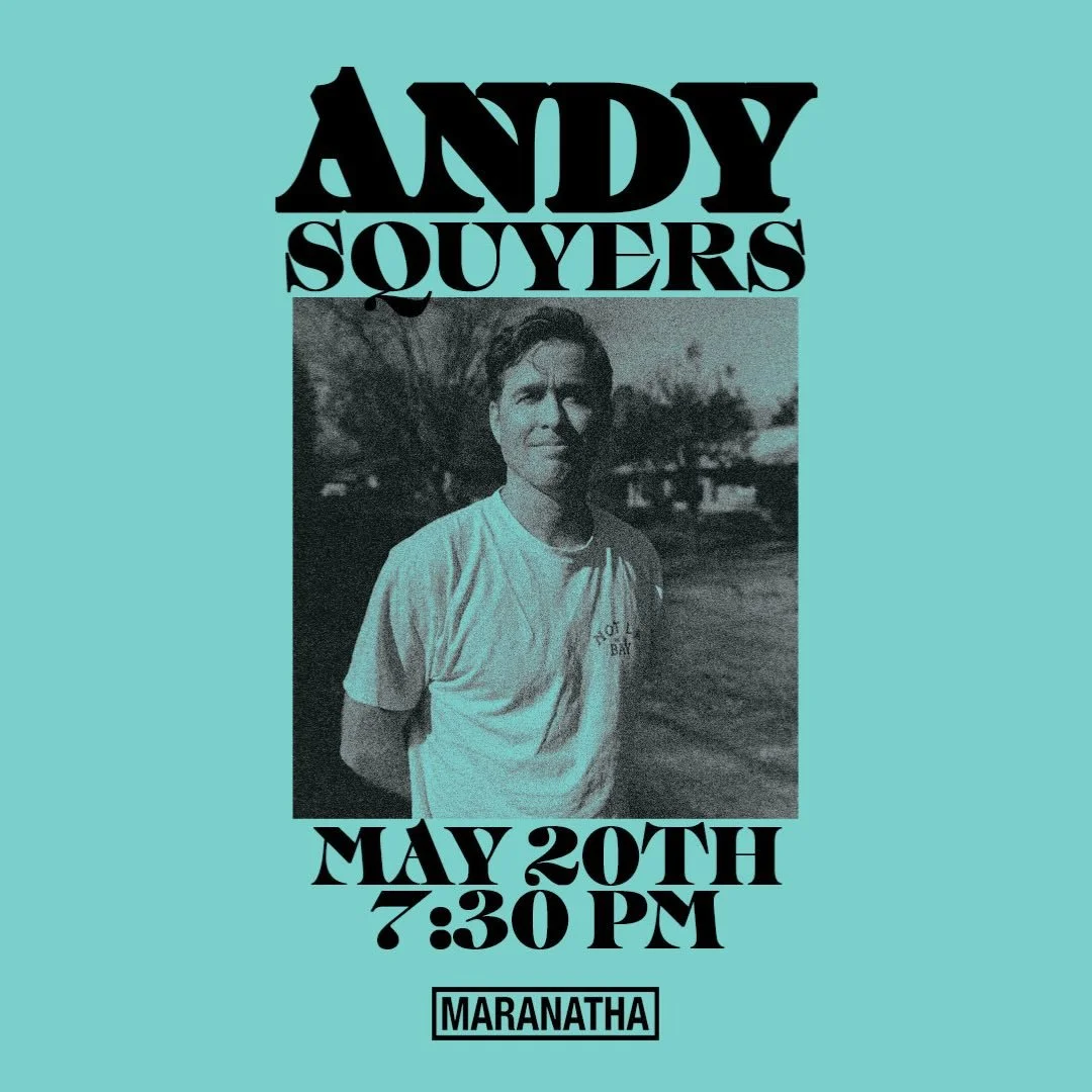 @andysquyres will be at MARANATHA next WEDNESDAY at 7:30 PM! Visit his account or maranathajax.com for tickets