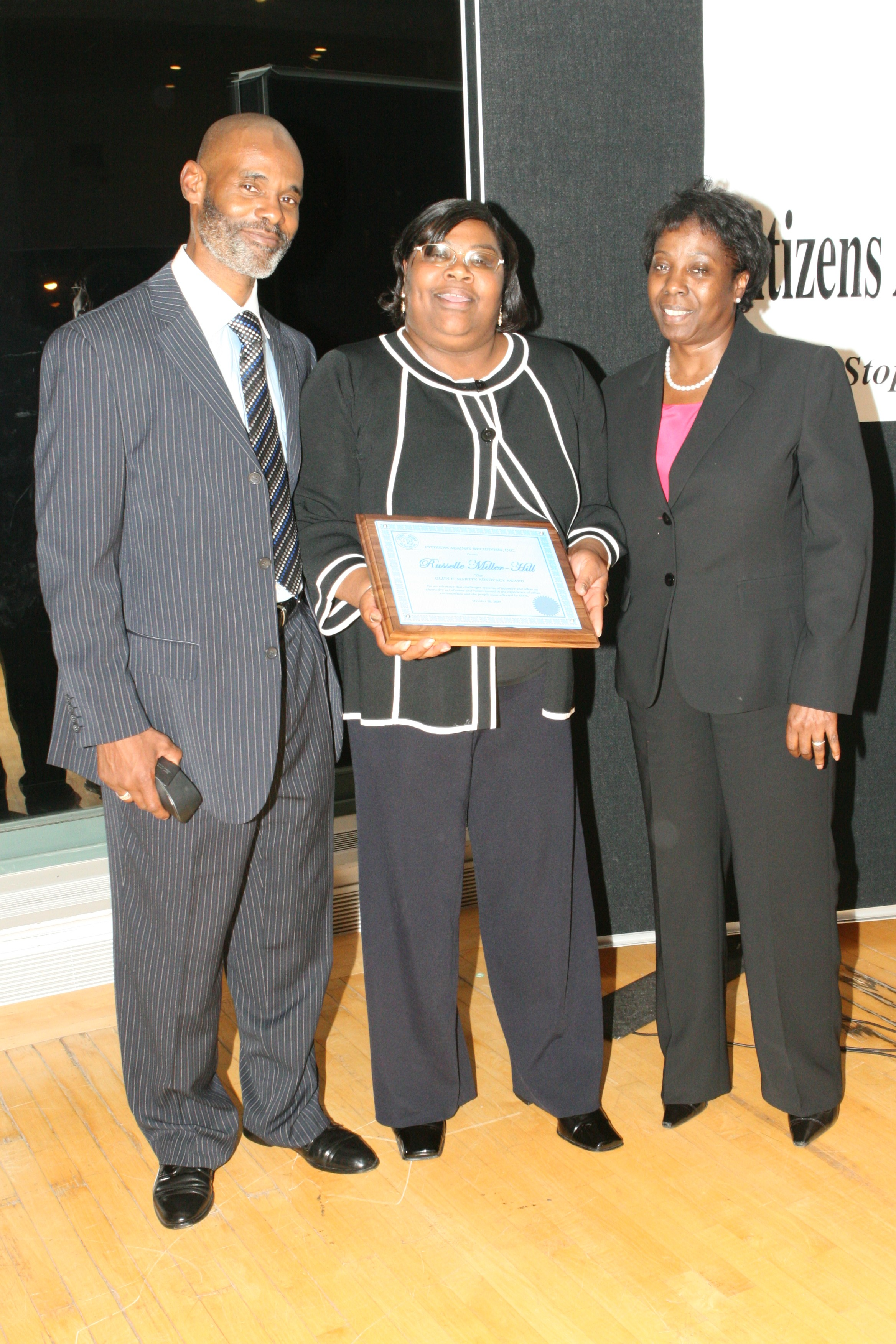 Rusti earning the Citizens Against Recidivism award in 2012